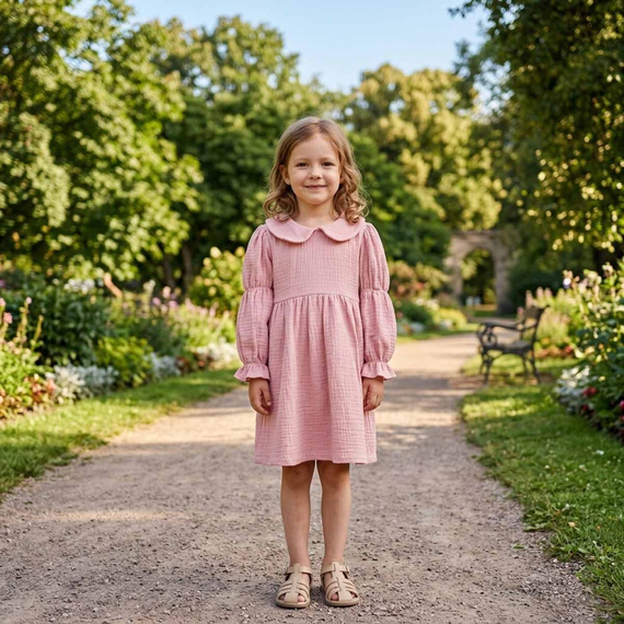 Vestido para niña Nicol 224286 muselina 100% algodón manga larga
