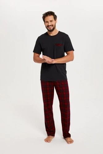 Zeman Pijama hombre manga corta, pantalón largo Moda Italiana