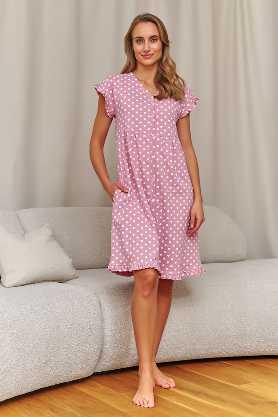 7303 Doctor Nap - Camisón de embarazo y lactancia | Algodón con elastano, fabricación polaca - mousse moca