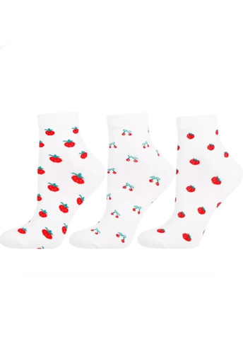 Calcetines de mujer Moraj CSL200-151 - algodón, blanco, estampado de frutas