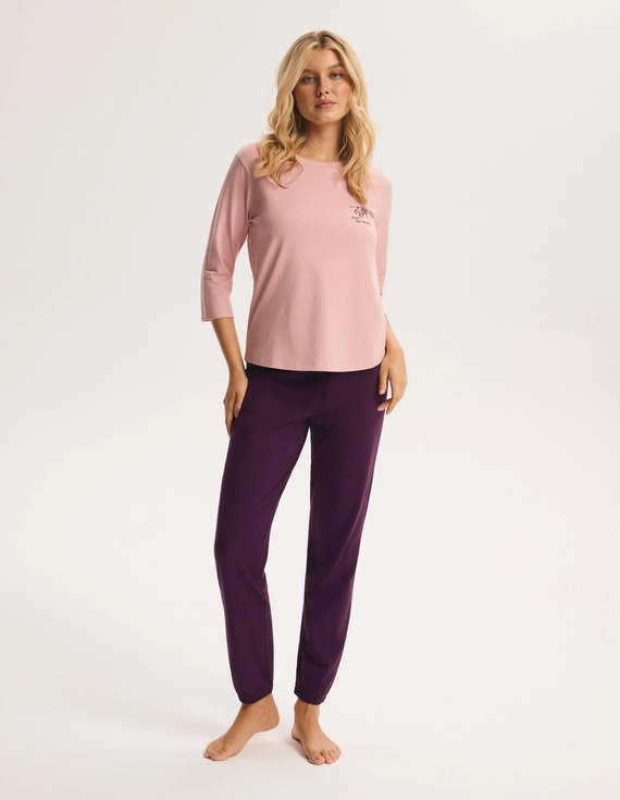 Pijama de mujer Henderson Ginger 45415 rosa 100% algodón manga 3/4 pantalones