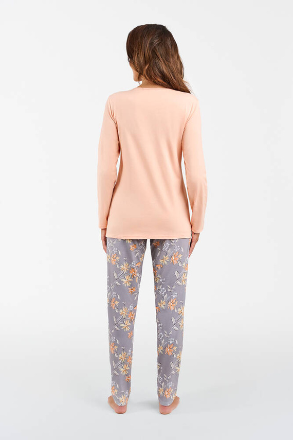 Pijama y pantalón de manga larga Kasali Ladies Italian Fashion - salmón/estampado