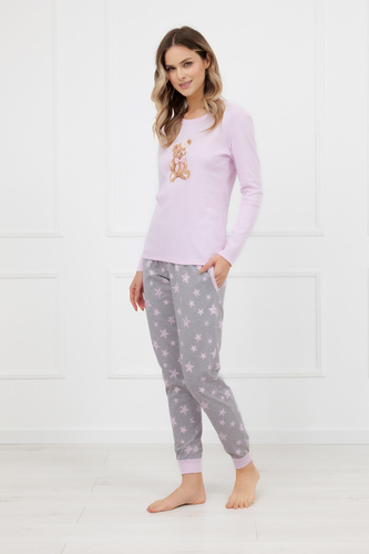 Sara Pijama de señora Italian Fashion rosa - algodón, manga larga y pantalón