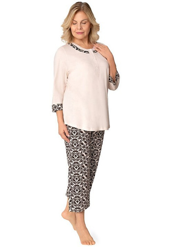 Pijama de mujer Martel 272 Teresa II 100% algodón Manga y pantalones 7/8 beige