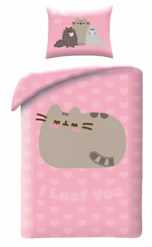 Ropa de cama Halantex Pusheen 140x200 rosa con funda de almohada 70x90