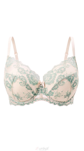 Sujetador Full Cup Unikat Eloise beige y verde de encaje para pecho grande