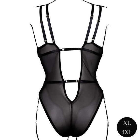 Body AMR006 Amour Le Désir Body de encaje Plus Size XL-4XL Negro