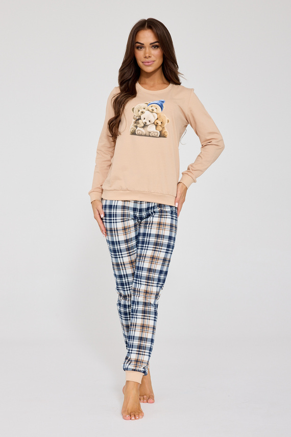 671/425 Pijama de mujer Cornette Bears | Algodón, estampado ositos, pantalón cuadros