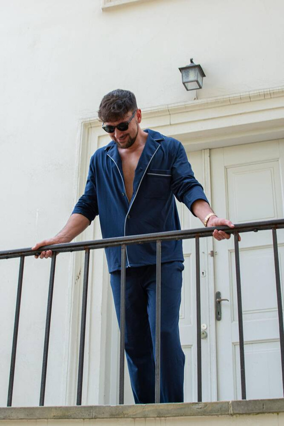 729 Norberto Pijama de hombre De Lafense - azul marino