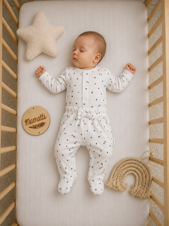 Mamatti Pantalones cortos para bebé PG16215 Cintura alta Estrellas Blanco