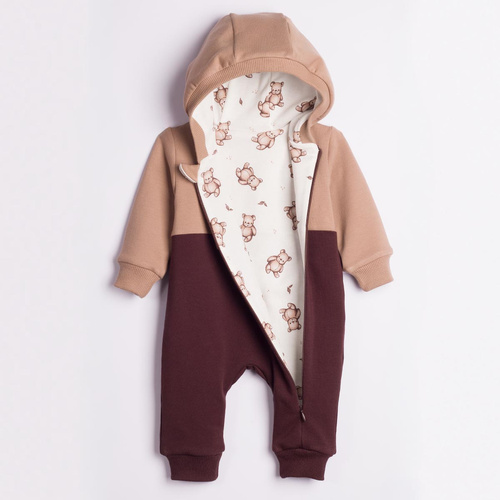 227272 Nicol BENEK Pijama enterizo con forro ositos + botitas primeros pasos marrón