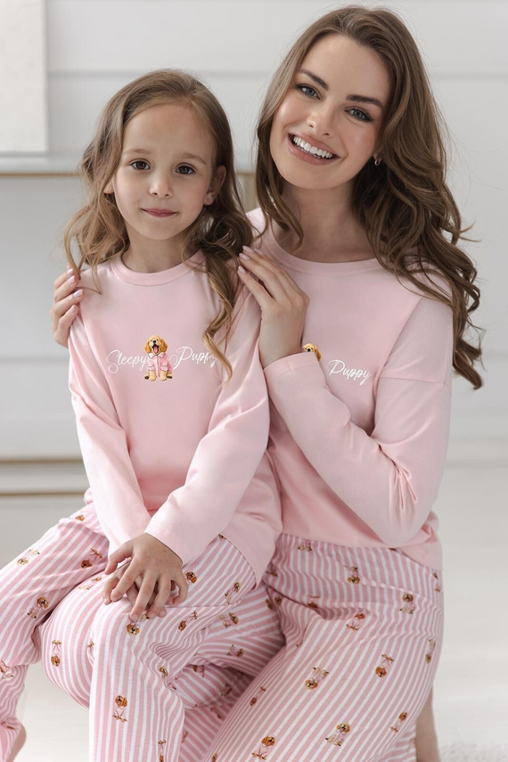 Pijama de mujer Taro Nola 3623 rosa 100% algodón manga larga perros