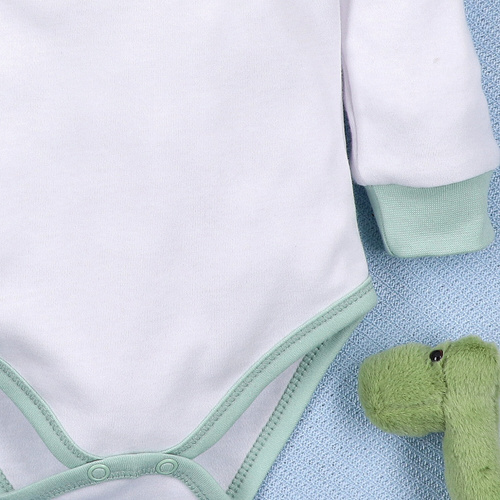 ABN-5565 Dino Explorer Body de algodón orgánico Nini blanco- algodón orgánico, manga larga