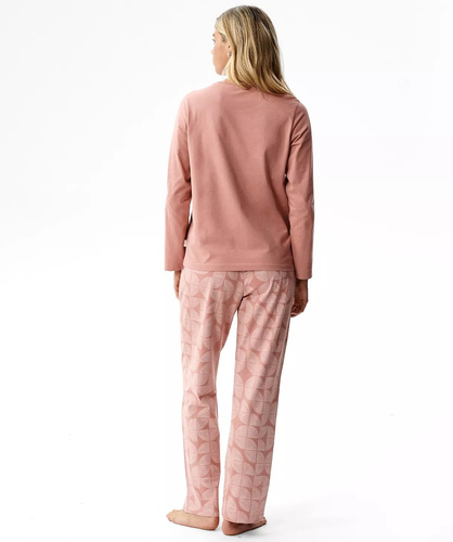 Atlantic NLP-522 Pijama larga para mujer 100% algodón Pantalones con estampado rosa