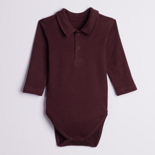227099 Nicol BENEK Body polo 100% algodón marrón oscuro manga larga