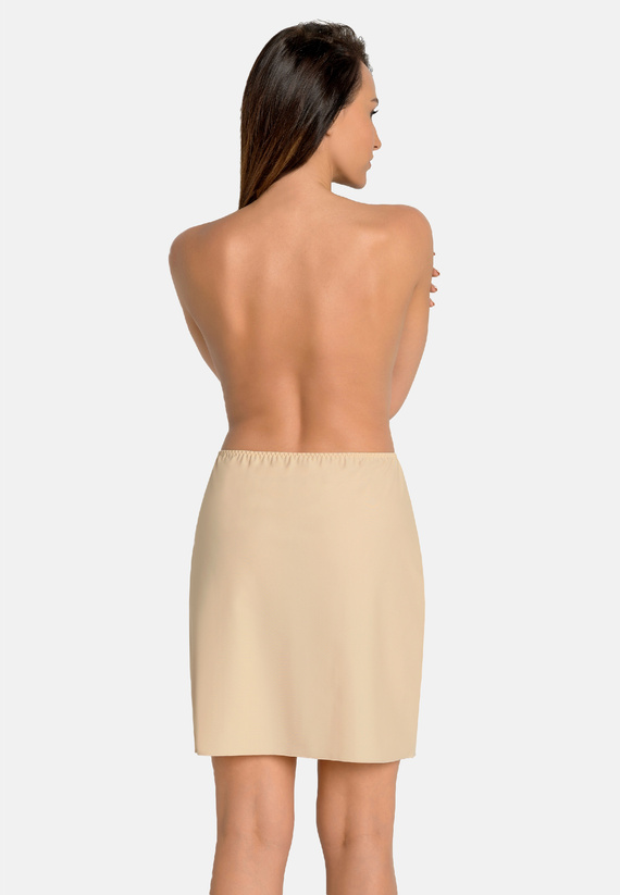 Teyli Luna 2113 Beige Media Falda Mujer hasta la Rodilla con Abertura Regular