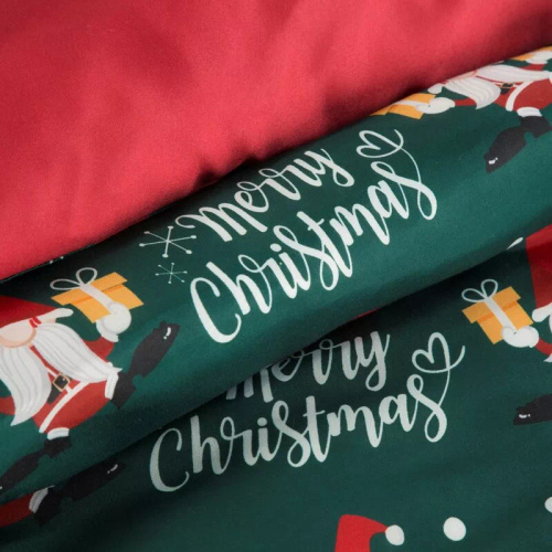 Ropa de cama navideña Galdor en microfibra Eurofirany gnomos verdes rojos- suave, ligera y fácil de cuidar, con cierre de cremallera