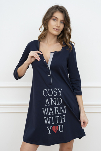 Bálsamo Camisa de Embarazo y Lactancia. manga 3/4 Italia Fashion - azul marino