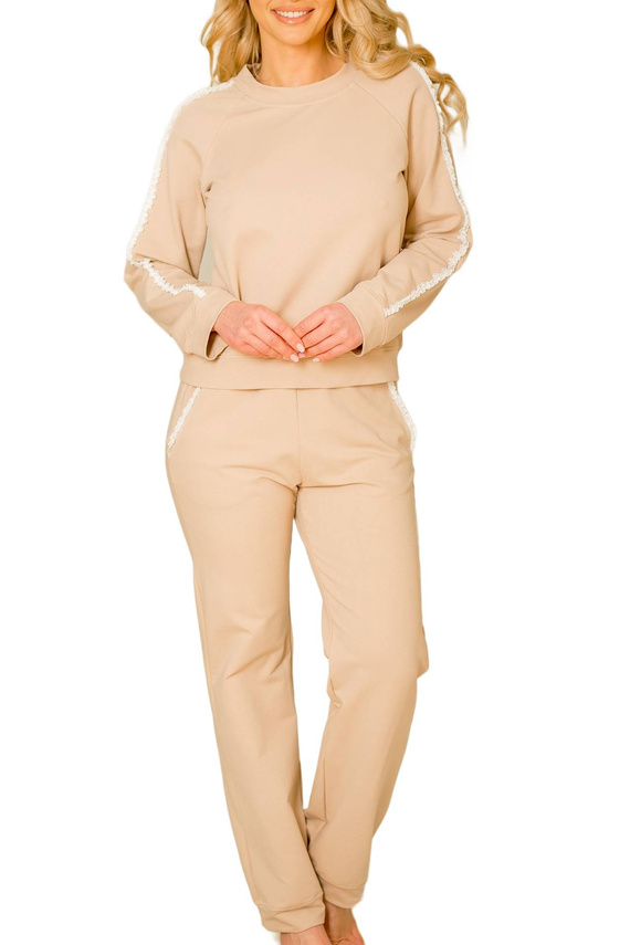 Conjunto de chándal Antao Mirale para mujer, algodón con elastano, producción polaca - beige