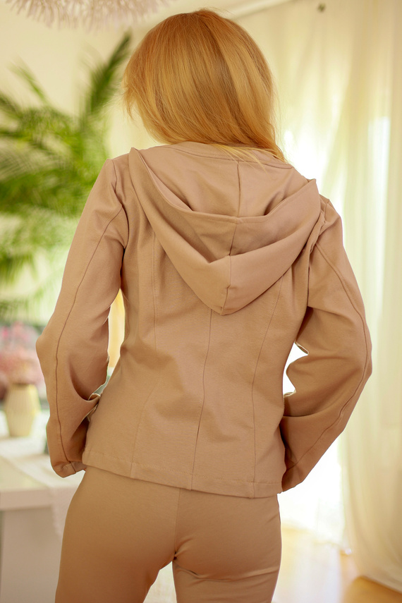 Adela - chaqueta con capucha de las mujeres, 95% algodón 5% elastano | marca polaca Mirale - beige