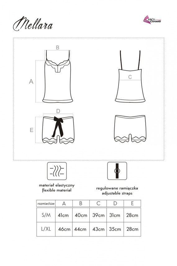 Mellara LC 90559 Conjunto, chemise+ short LivCo Corsetti Fashion