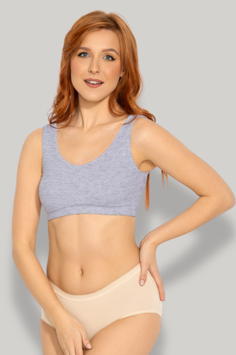 Top de algodón Zoya Mitex sin aros bustier cómodo diario grey