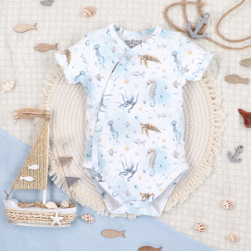 ABN-5443 Sea Of Joy Nini body envolvente de manga corta - algodón orgánico, para bebés