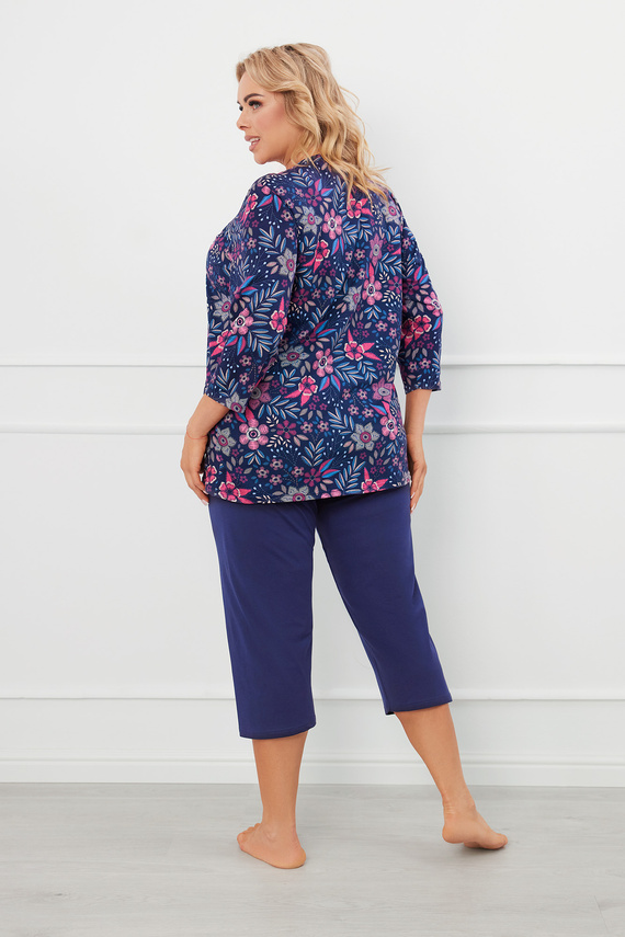 Topana Pijama de mujer manga 3/4, pantalón 3/4 Moda Italiana - estampado/verde