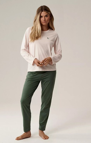 NLP-498 Atlantic rosa-verde - pijama de algodón para mujer, manga larga y pantalón