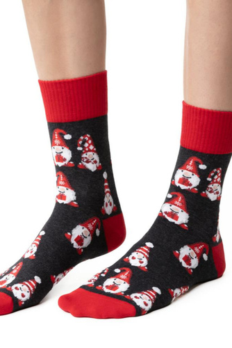 ARTE.136 Calcetines de Navidad para mujer Steven graphite melange 149- algodón, cálidos, estampado invernal