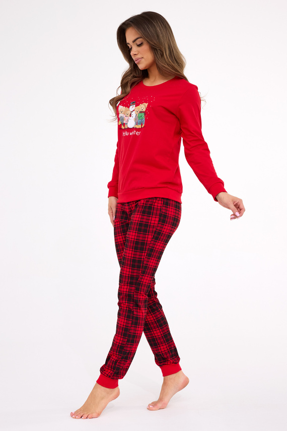 671/421 Pijama de invierno Cornette para mujer - Navidad, rojo, algodón, manga larga
