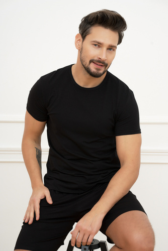 Ikar Camiseta manga corta Hombre Moda Italiana - negro