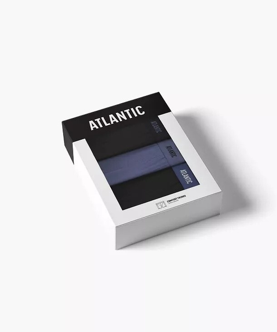 Bóxers para hombre Atlantic 3MH-0177 A3 3-pack negro-denim, algodón, pierna larga