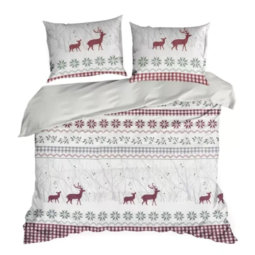 Ropa de cama navideña Glow Eurofirany crema con renos microfibra cremallera