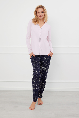 Libra Pijama de mujer manga larga y pantalón Moda Italiana - rosa/estampado