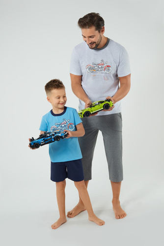 Junak Pijama niño manga corta, pantalón corto Moda Italiana - azul/verde