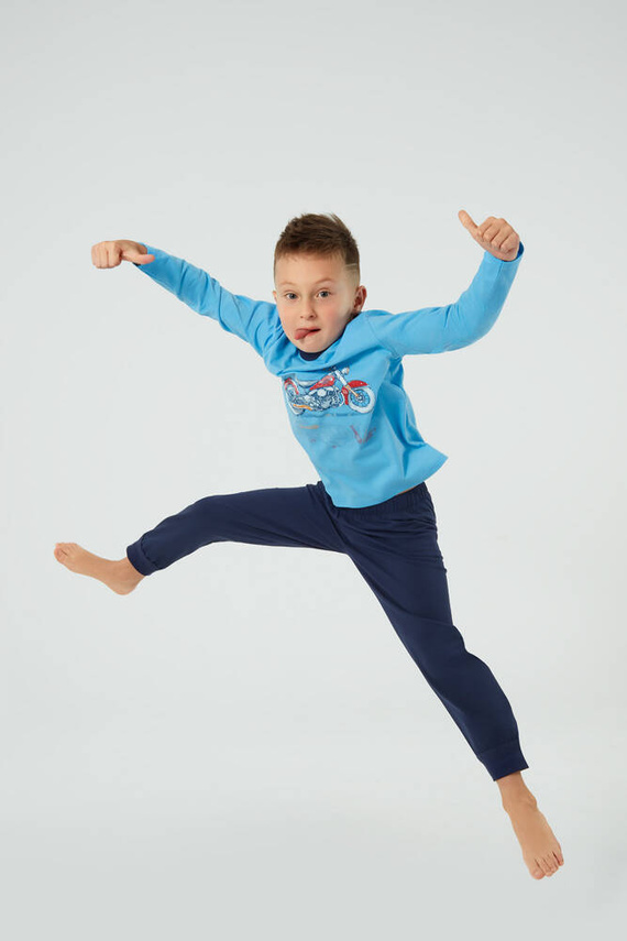 Pijama Junak para niño manga larga y pantalón Moda Italiana - azul/verde