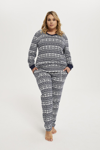 Alaska Pijama señora manga larga, pantalón largo Italian Fashion - estampado/verde