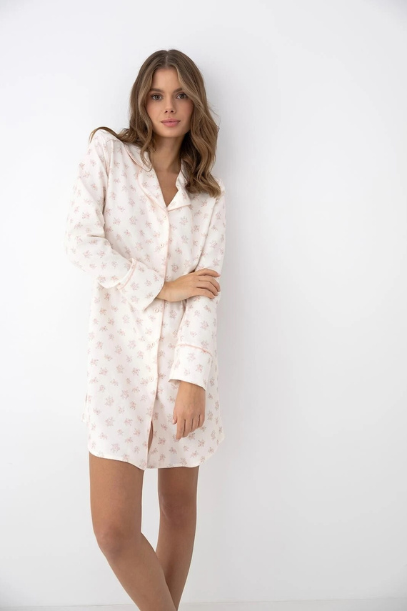 Camisón Sensis Marielle ecru viscosa algodón botones manga larga