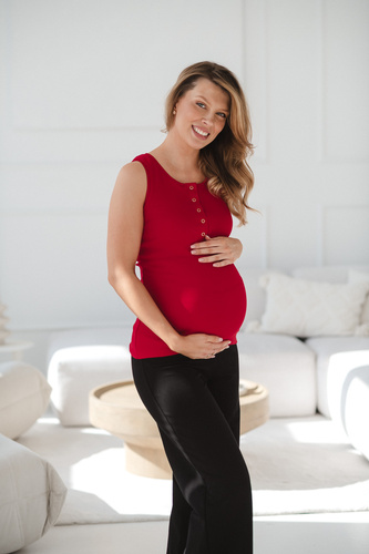 Top embarazo y lactancia Tummy Milk&Love algodón canalé red