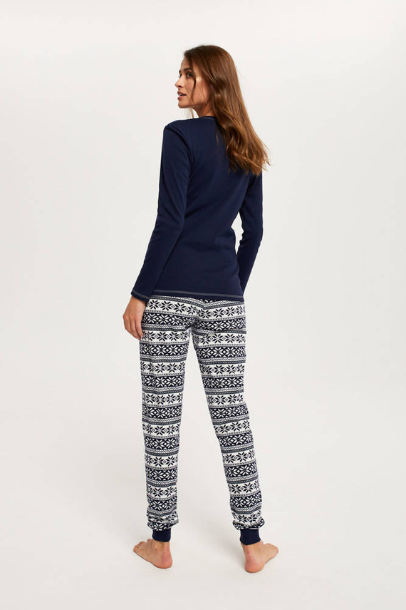 Arktyka Pijama señora manga larga, pantalón largo Moda Italiana - azul marino/estampado