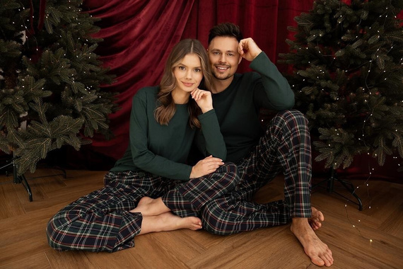Sensis Logan pijama hombre 100% algodón pantalón verde a cuadros
