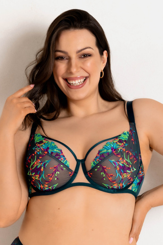 19233 Illusion Soft Mediolano - sujetador suave con bordado de colores, malla transparente