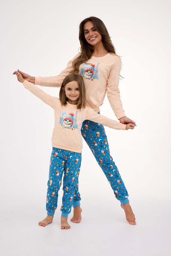 977/188, 978/188 Pijama para niña Paris - algodón, manga larga, color melocotón