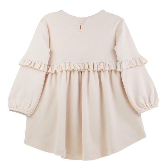 141973 Nicol vestido de manga larga - beige, algodón, con volantes