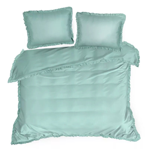 Ropa de cama de microfibra Eurofirany MI con volante, suave, con cremallera, verde