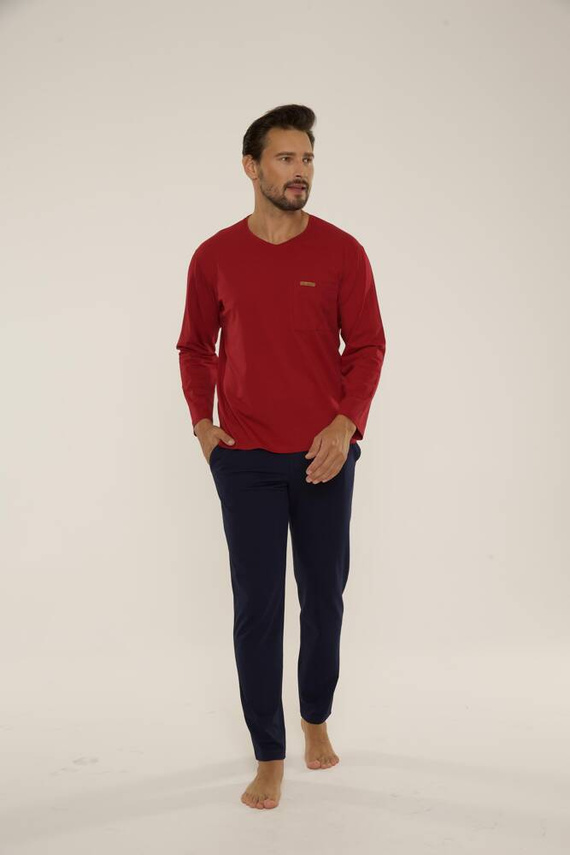 683 Kevin Forex Pijama de hombre - granate - azul marino