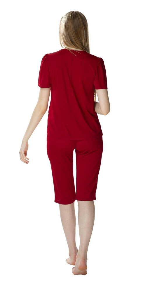 3639 Matylda Pijama de mujer Mewa de seda burdeos-viscosa, producto polaco, largo 3/4