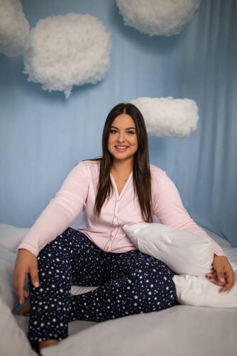 Libra Pijama de mujer manga larga y pantalón Moda Italiana - rosa/estampado