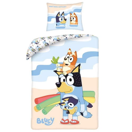 Ropa de cama de algodón Halantex Bluey Vacaciones 160x200 reversible 70x80